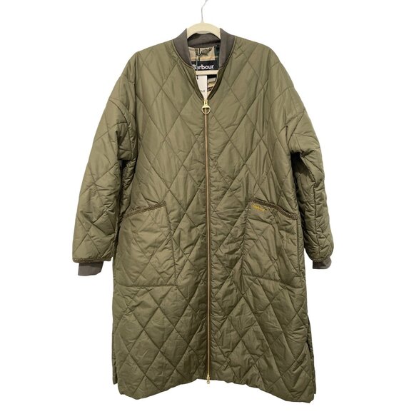 OVERSIZED Barbour $517 Re-Engineered Rhea Quilted Coat Olive Size 8 NEW - Picture 4 of 12